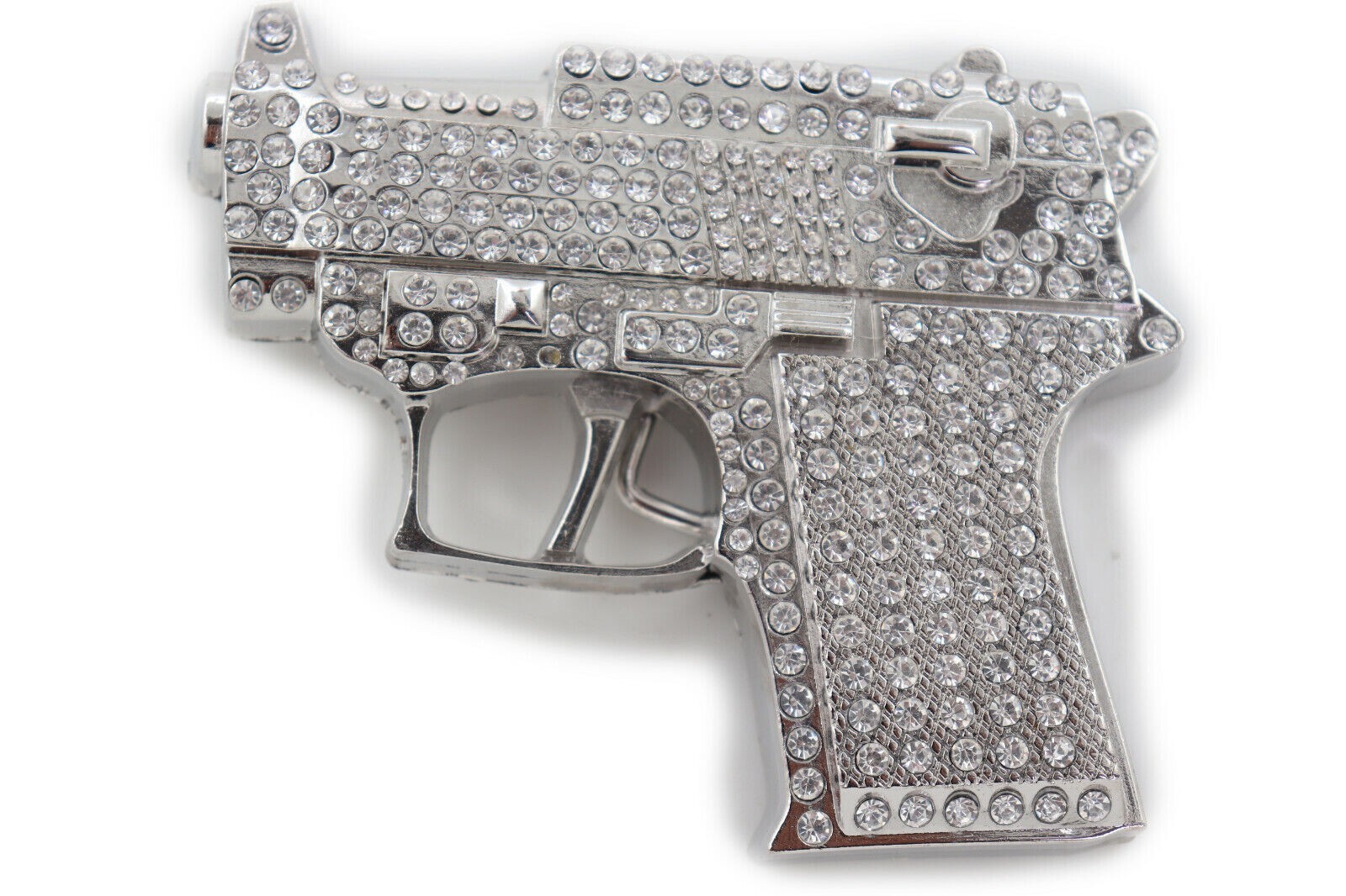 Gun Belt Buckle Silver Metal Rhinestones New Men Iced Real Cowboy Style Rodeo