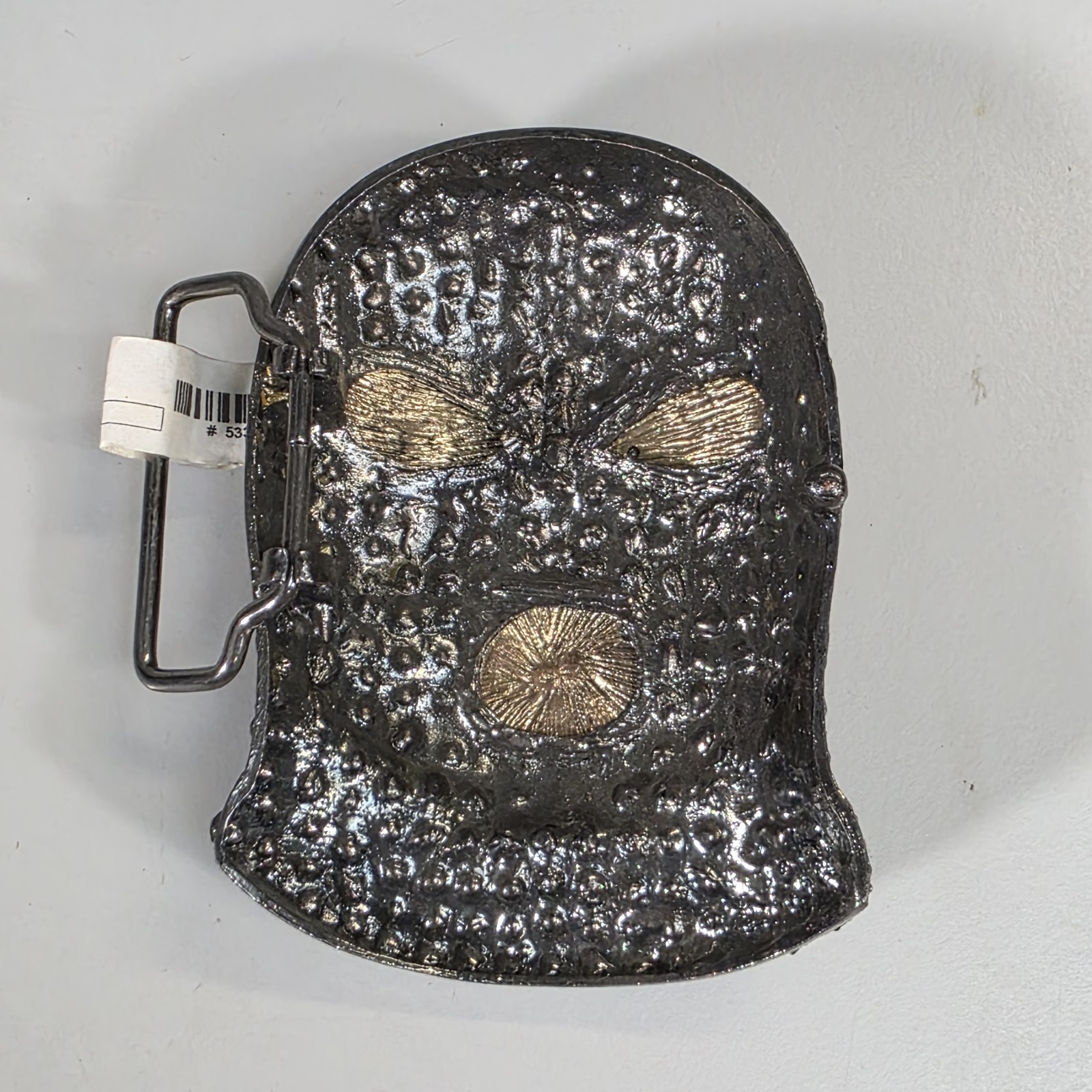 Men&rsquo;s Hip Hop Gun Metal Black Goon Mask Belt Buckle Rhinestones