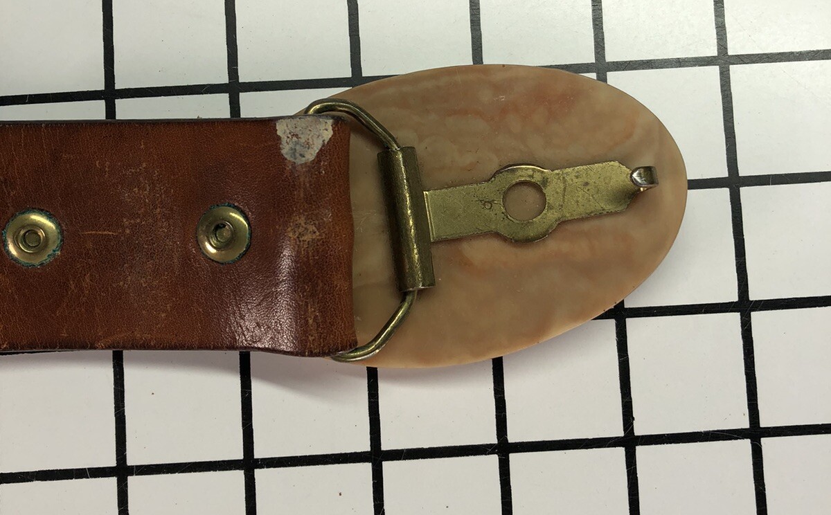 Incolay Stone Mothers And Fathers Italian Assoc. Buckle With Leather Belt