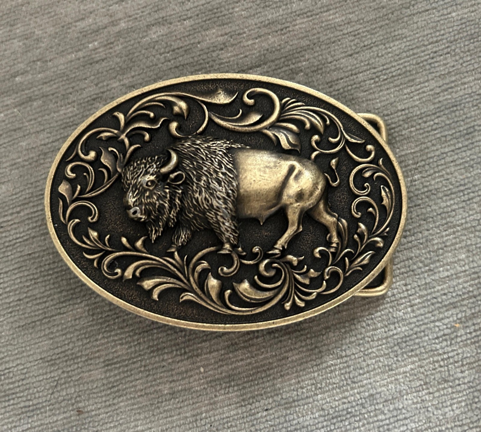 Bronze Buffalo Belt Buckle Southwestern Cowboy Western Fits 1.5 Belt Strap
