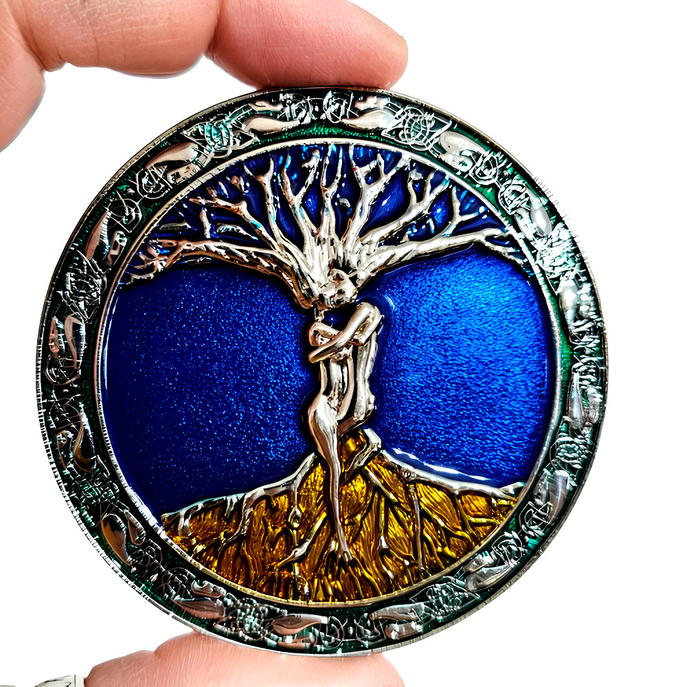 Belt Buckle Tree of Life Enamel Odin&rsquo;s Askr Embla 80mm Wide Norse Viking Buckle