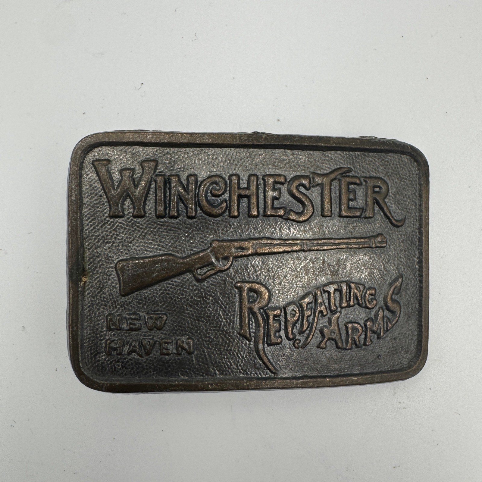 Winchester Repeating Arms Belt Buckle Vintage New Haven Rifle Brass Tone Metal