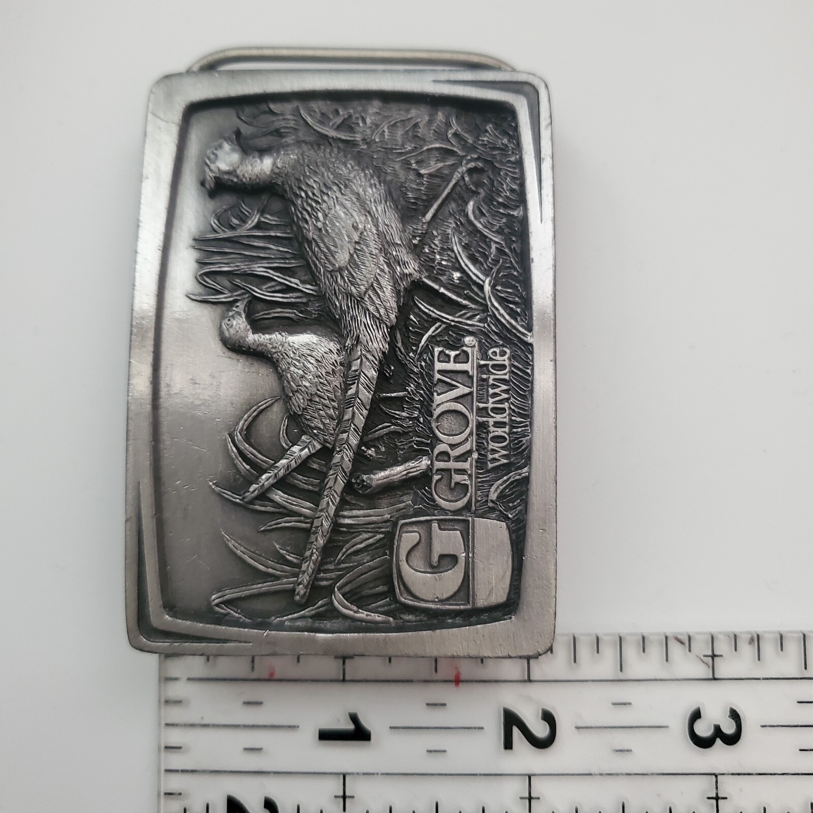 Vintage 1993 Metal Belt Buckle Grove Worldwide Nature / Wildlife USA Made