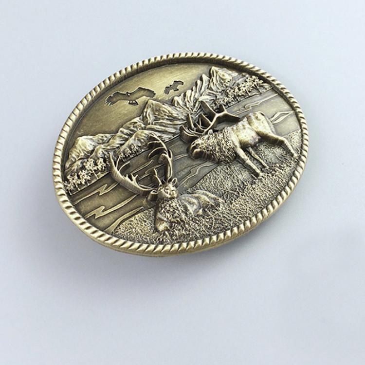 New Original Vintage Deer Wild Life Western Oval Belt Buckle