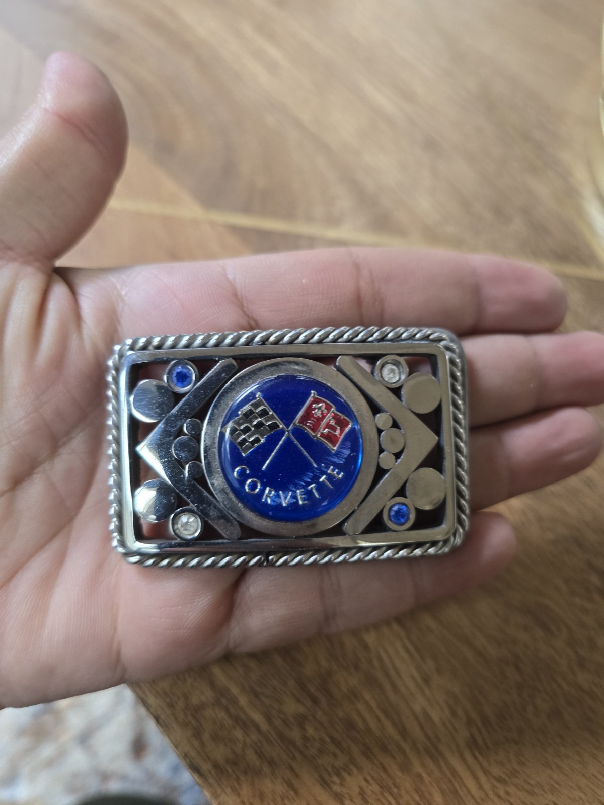 Corvette Chevrolet Leather Belt Buckle Vintage 1980s Made In USA Great Condition