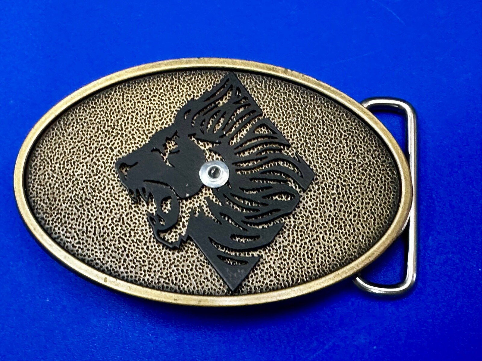Roaring Lion Tiger Vintage Oval Brass Tone Belt Buckle By Jeans Friend