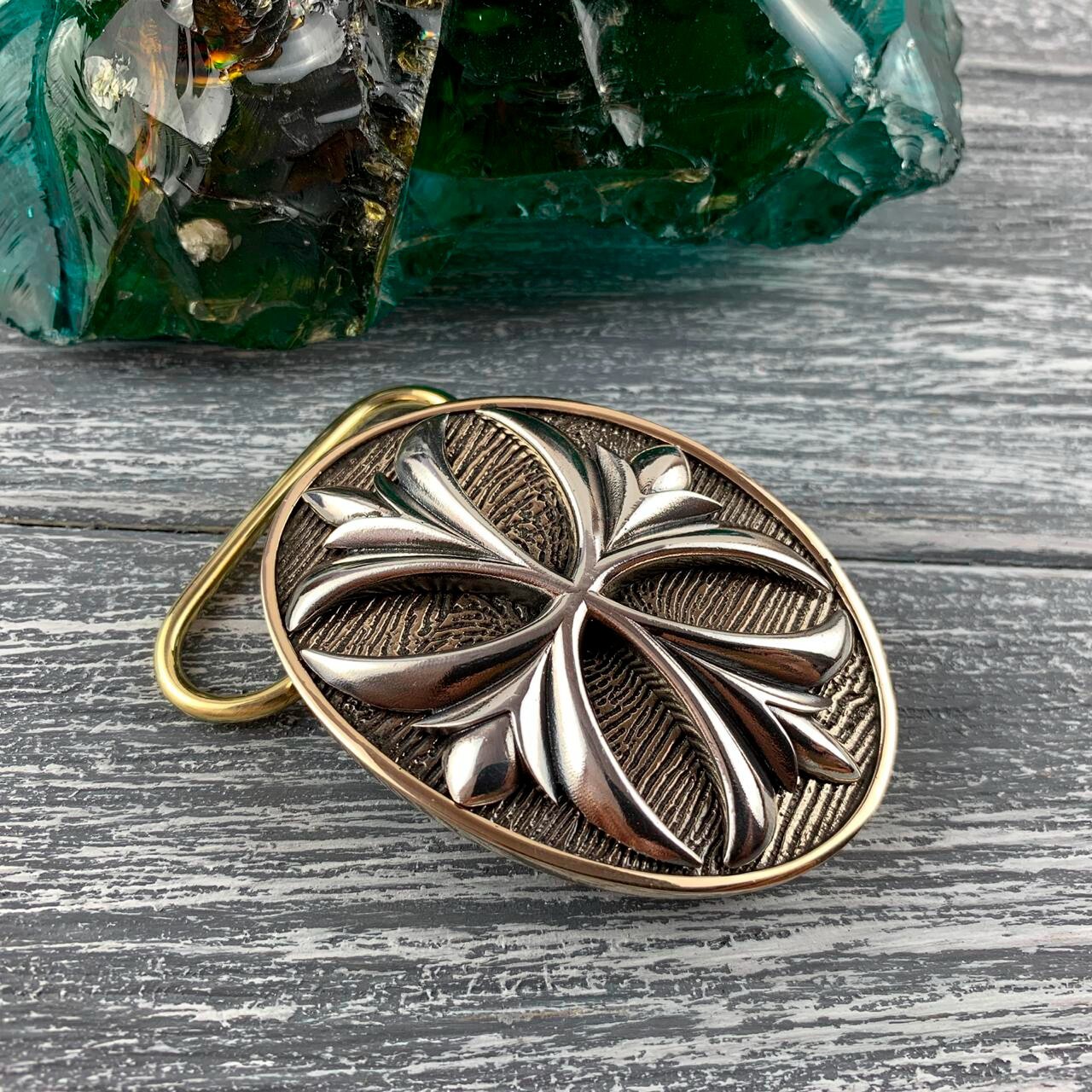 Belt buckle brass, sterling silver 925, Maltese cross, Cross buckle