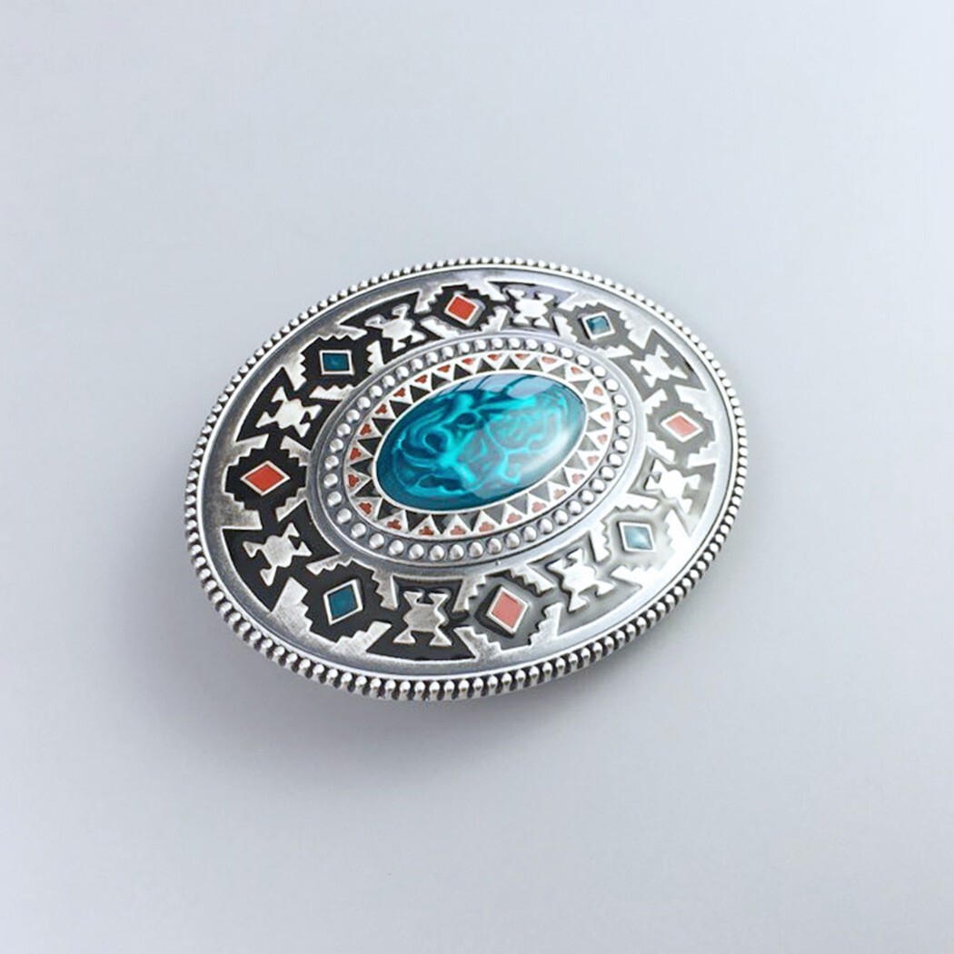 Vintage Silver Plated Celtic Totem Oval Southwest Belt Buckle Boucle de Ceinture