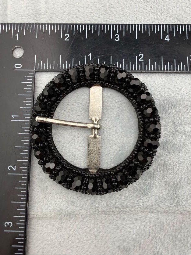 Vintage Womens Buckles Lot Of 3 Brown Black Rhinestone Faux Pearl