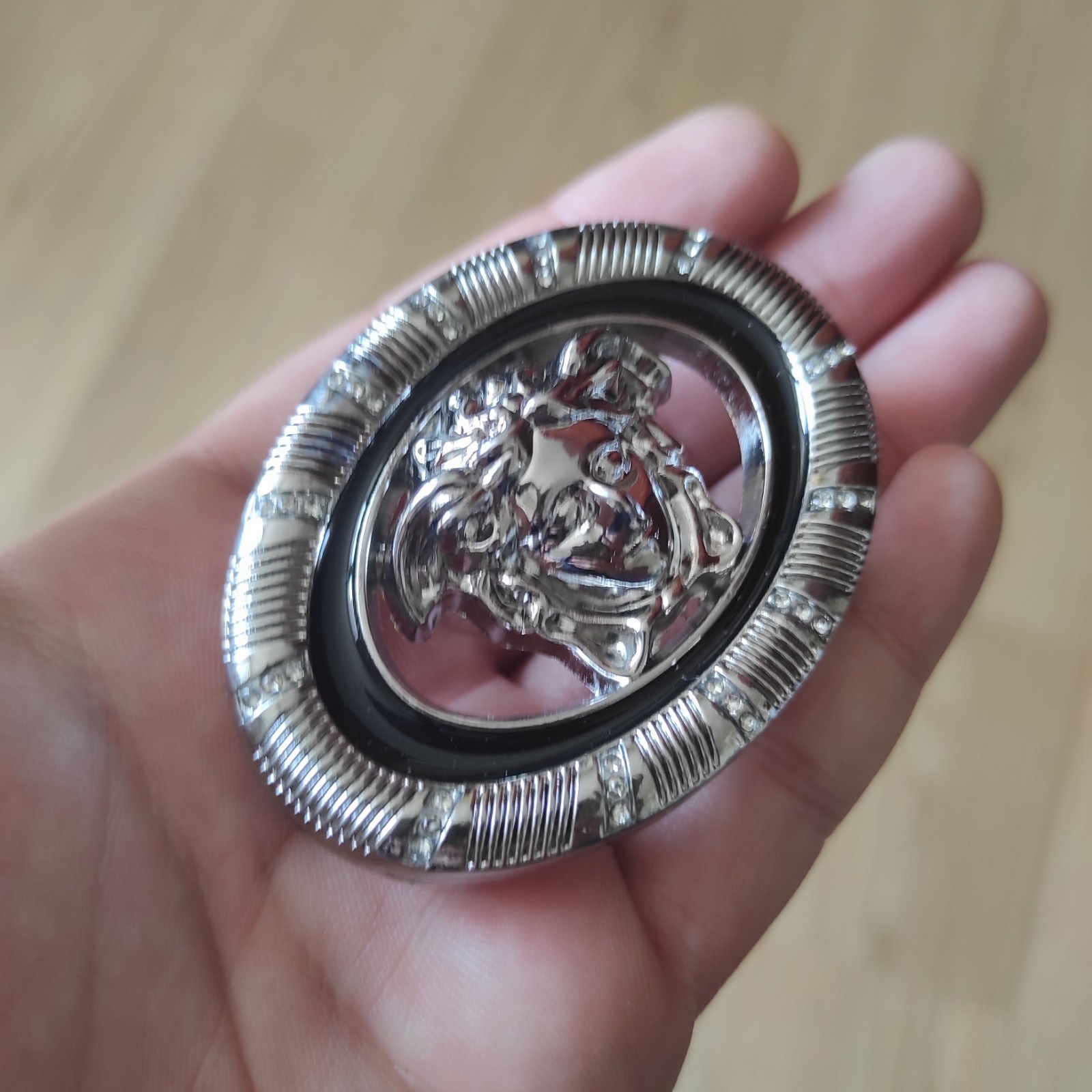 VERSACE. Silver tone. 3-D Medusa. BELT BUCLE.