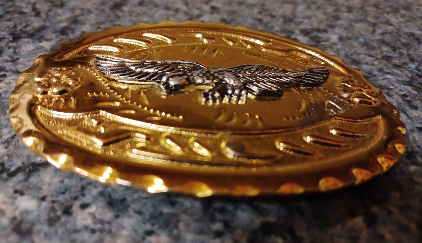 Vintage Metal Belt Buckle Flying Eagle Gold & Silver Tone