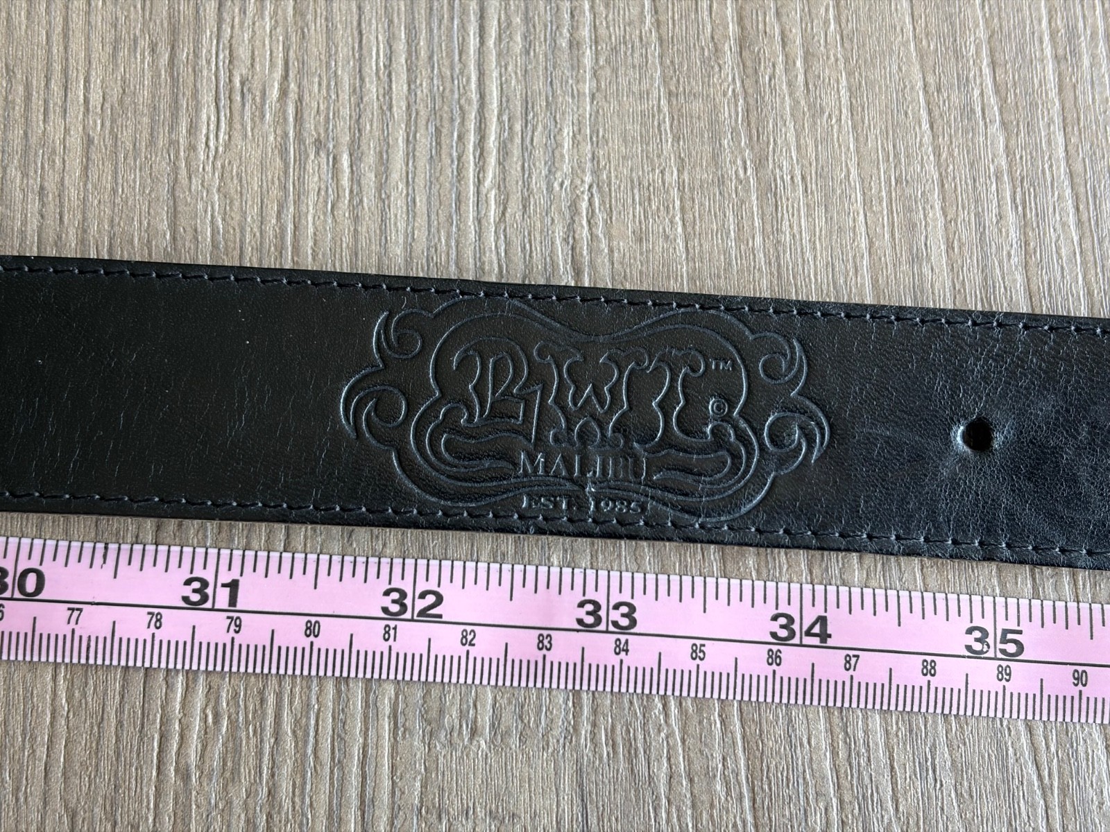 RARE! BWL BILL WALL LEATHER CUSTOM LEATHER BELT W/ STERLING SILVER CROSS SNAP