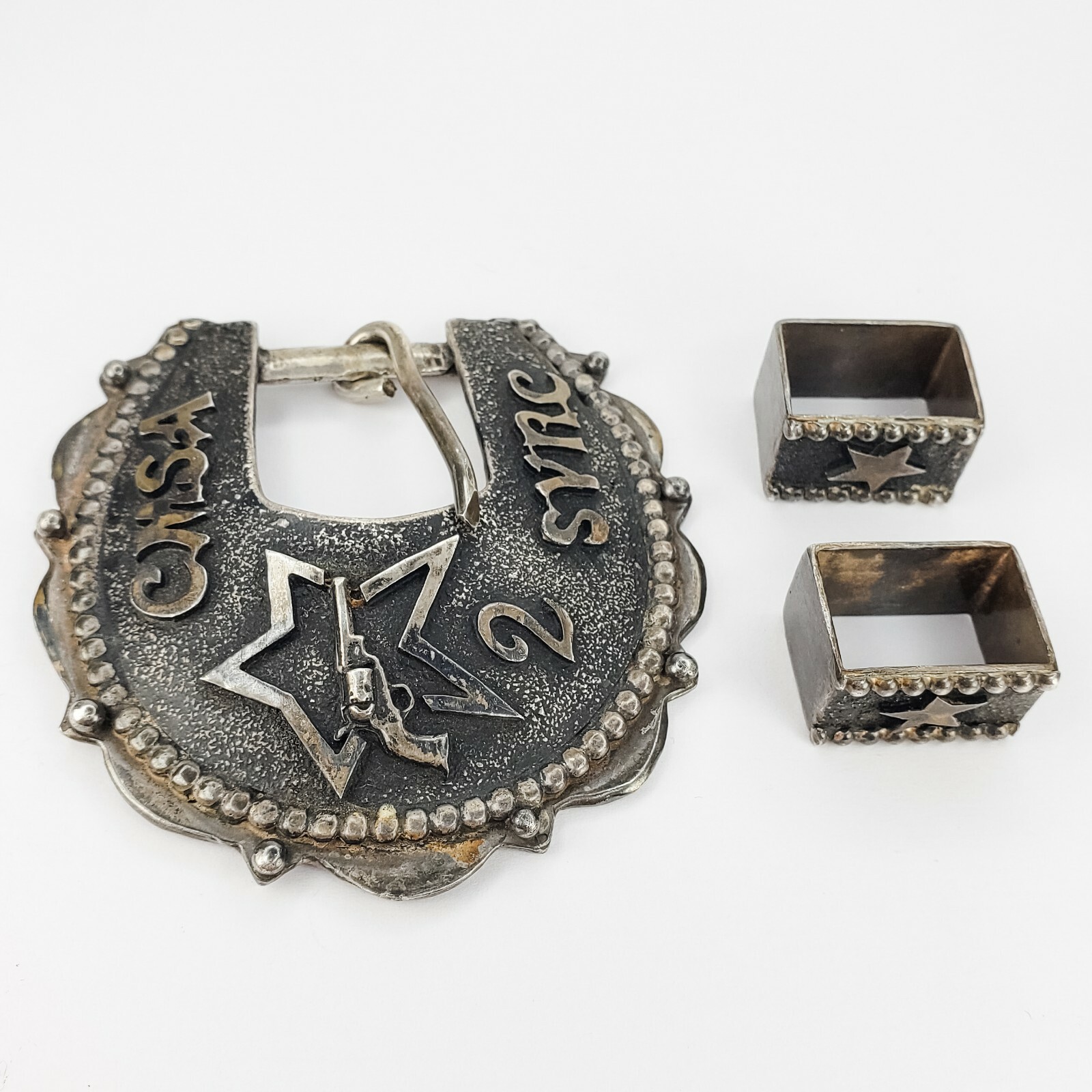 CMSA Belt Buckle Sterling Silver OS Silver SVRC Mounted Shooters 2 Retainers