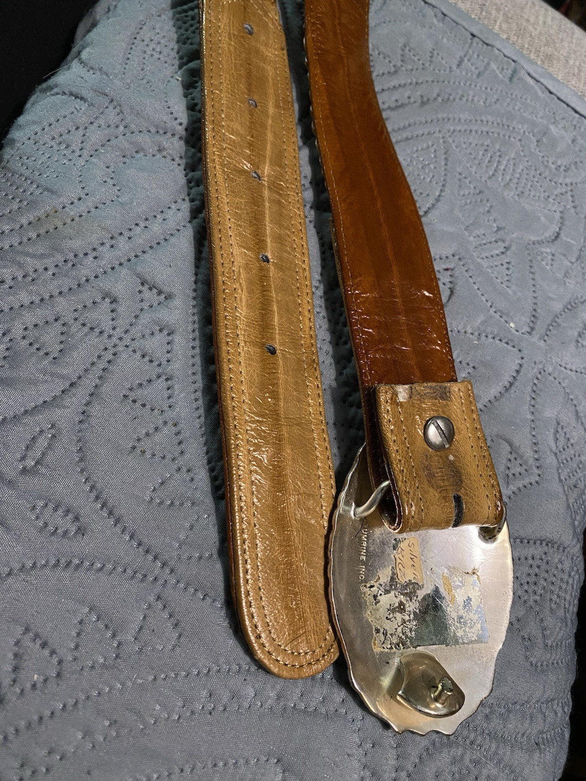 Cumrine belt buckle L On Woven Leather & Eel Belt Holes 30-35