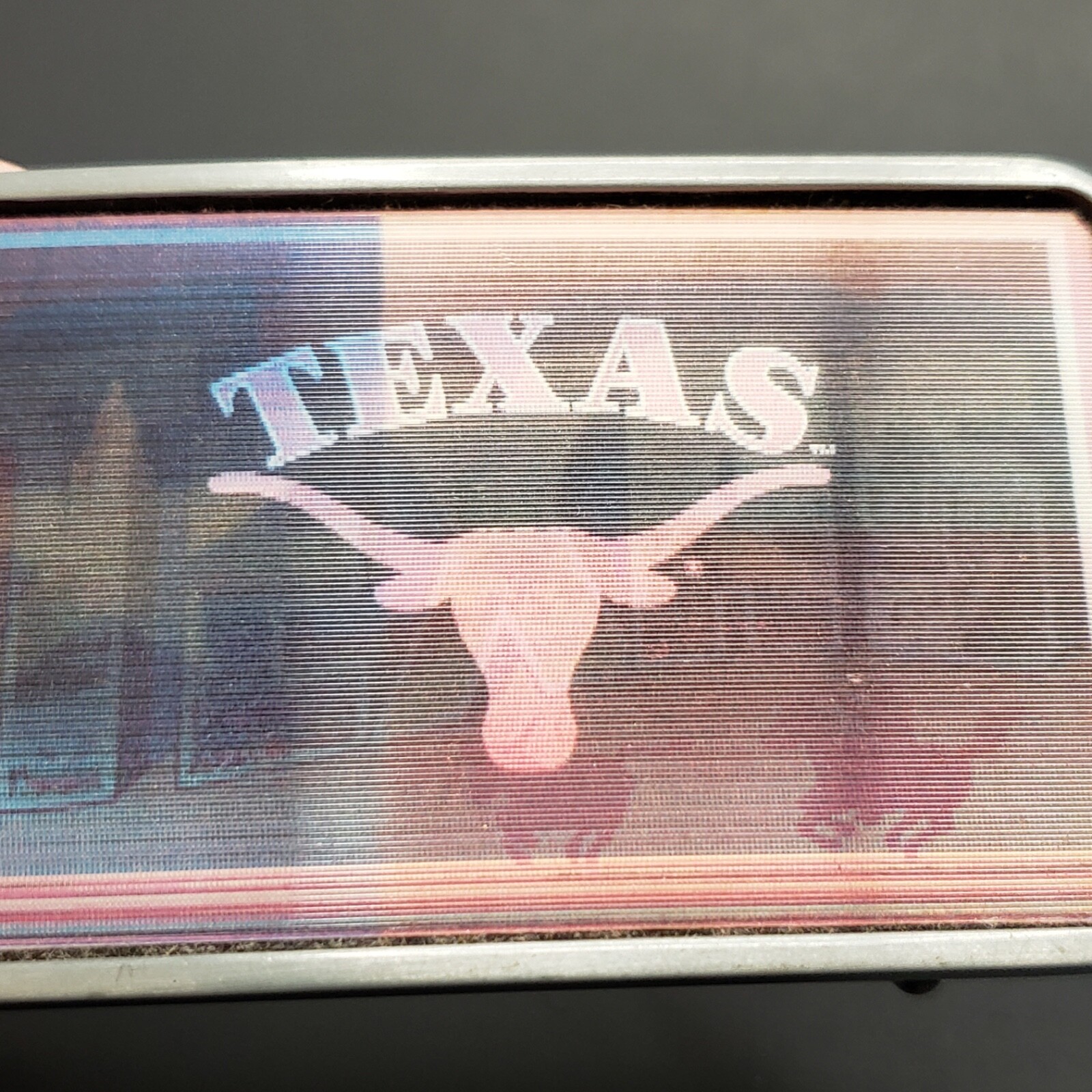 Texas Belt Buckle Holographic Souvenir Flag Horses Longhorn Fathers Day Gift EUC
