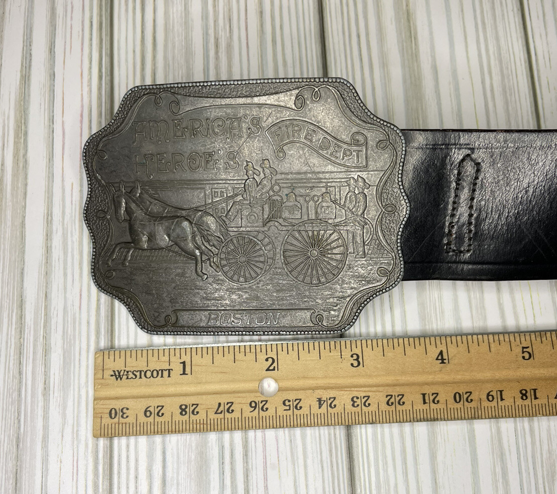 VTG Americas Heroes Fire Department Boston Men&rsquo;s Size 40 Leather Belt w/Buckle