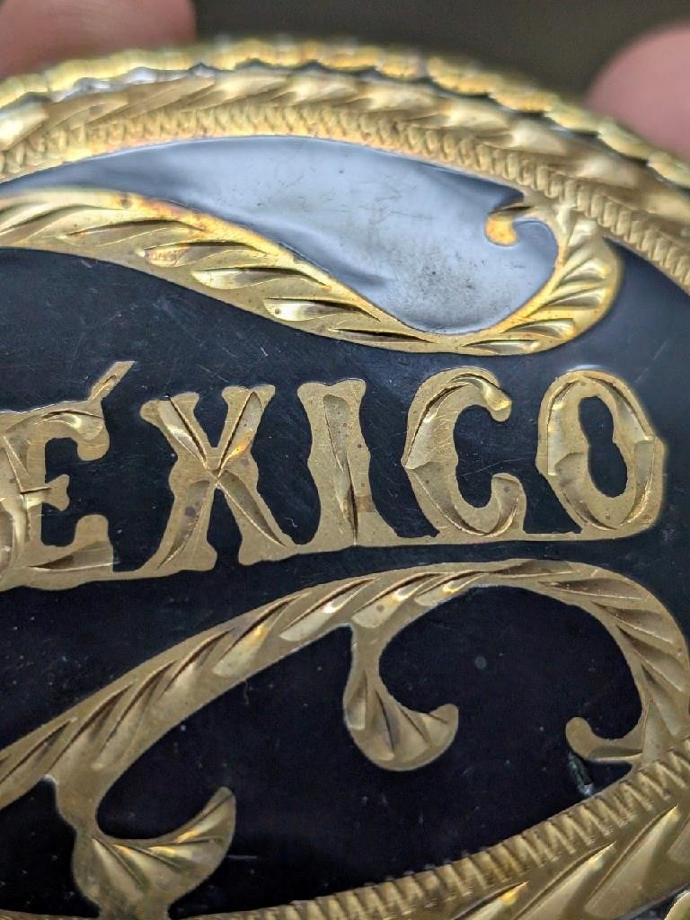 vintage MEXICO belt buckle WESTERN handcrafted COWBOY german silver RODEO