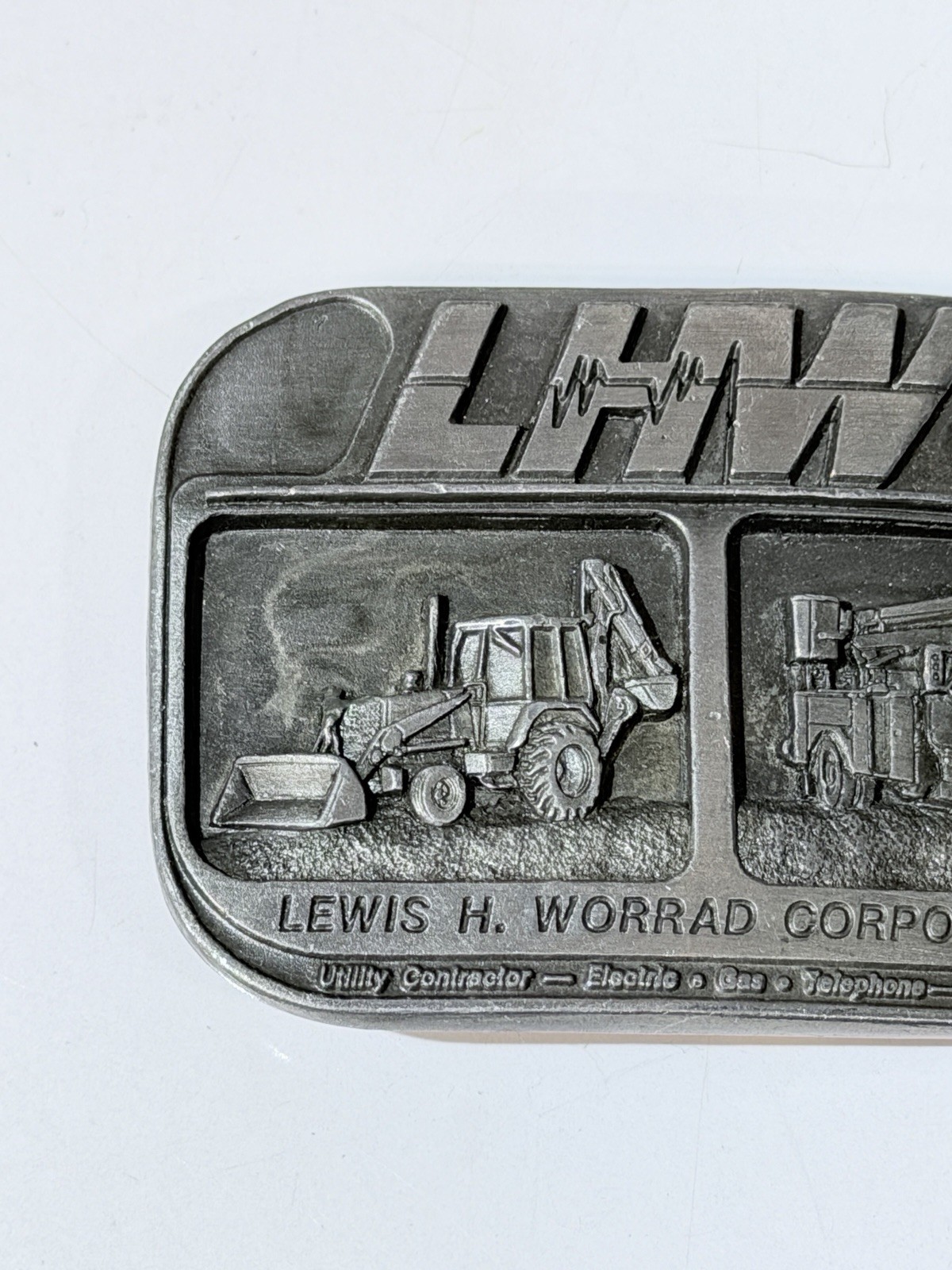 Vintage Lewis H Worrad Co. 33 Years Of Service Belt Buckle Gas Elec Telephone