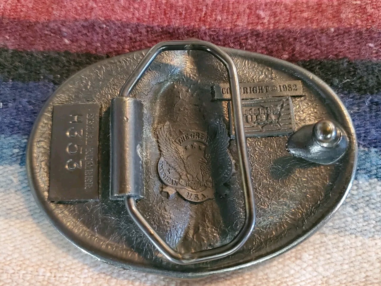 Vintage 1982 Native American/Indian on Horse Great American Belt Buckle Co #H353