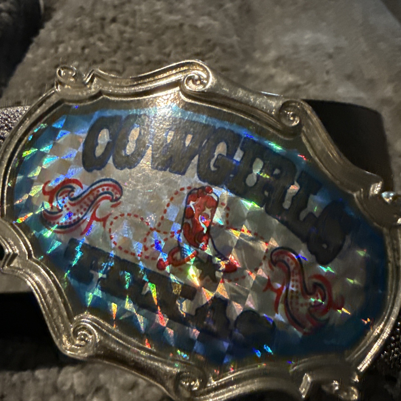 Texas Cowgirl Women&rsquo;s Holographic Western Belt & Buckle Rodeo Sm/Med