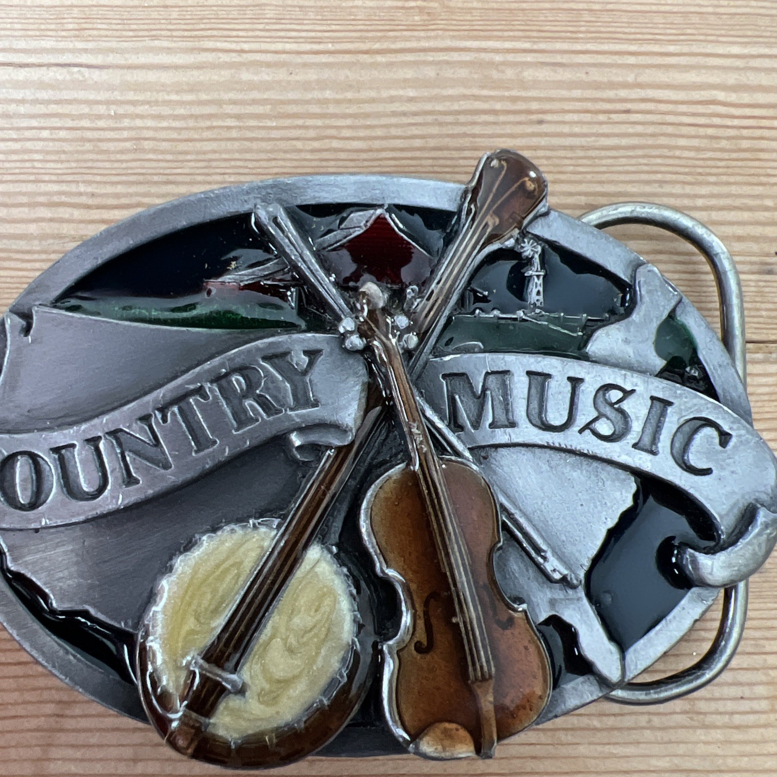 VTG Siskiyou Country Music Western Cowboy Cowgirl Musician Metal Belt Buckle