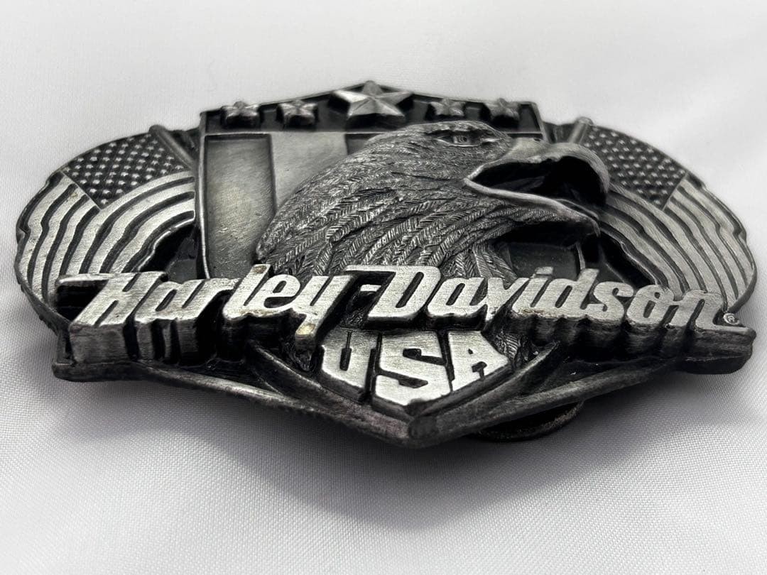 Harley Davidson Belt Buckle USA American Flag Bald Eagle D-88 Harmony 1988