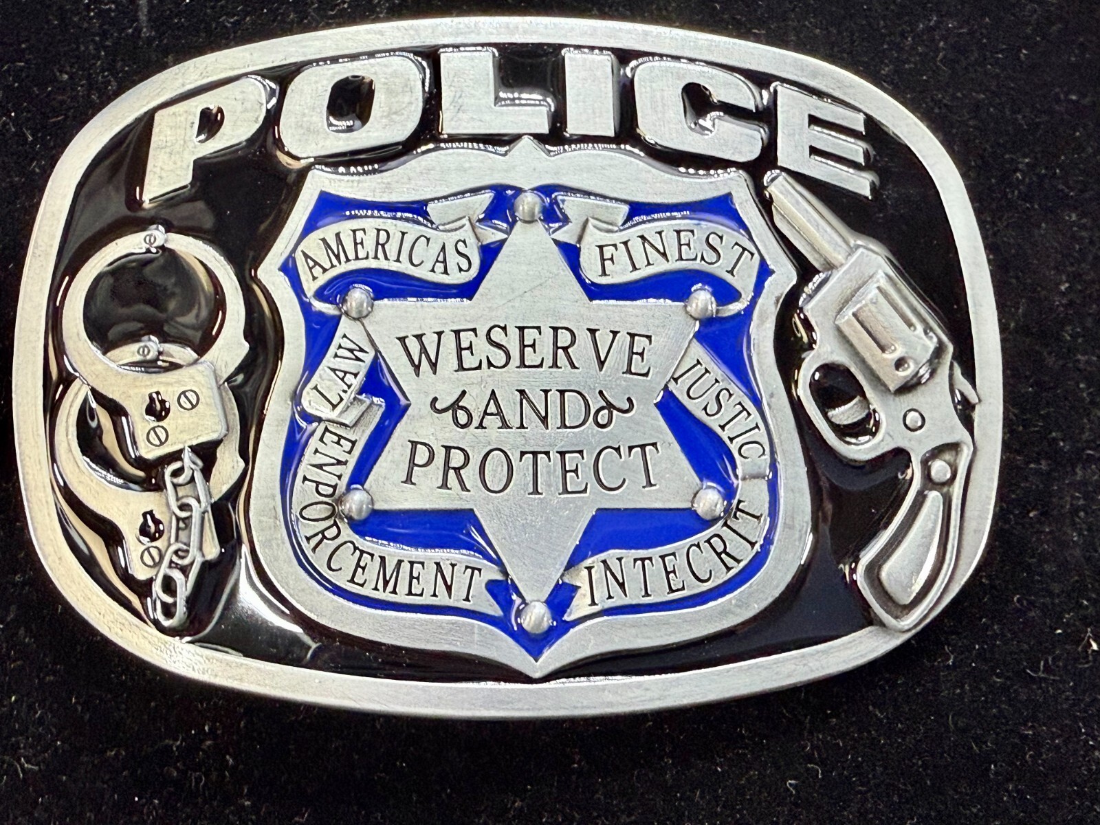 AMERICAS FINEST POLICE We Serve Protect Law Enforcement Commemorate Belt Buckle