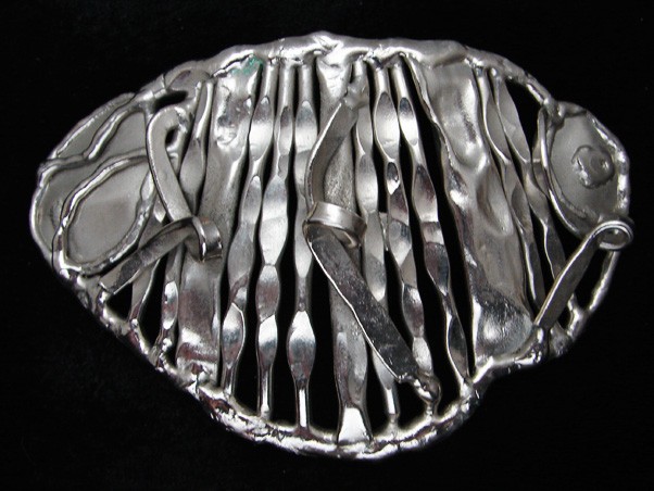 QK11172 *NOS* REALLY COOL **ABSTRACT ARTWORK** STAINLESS STEEL BELT BUCKLE