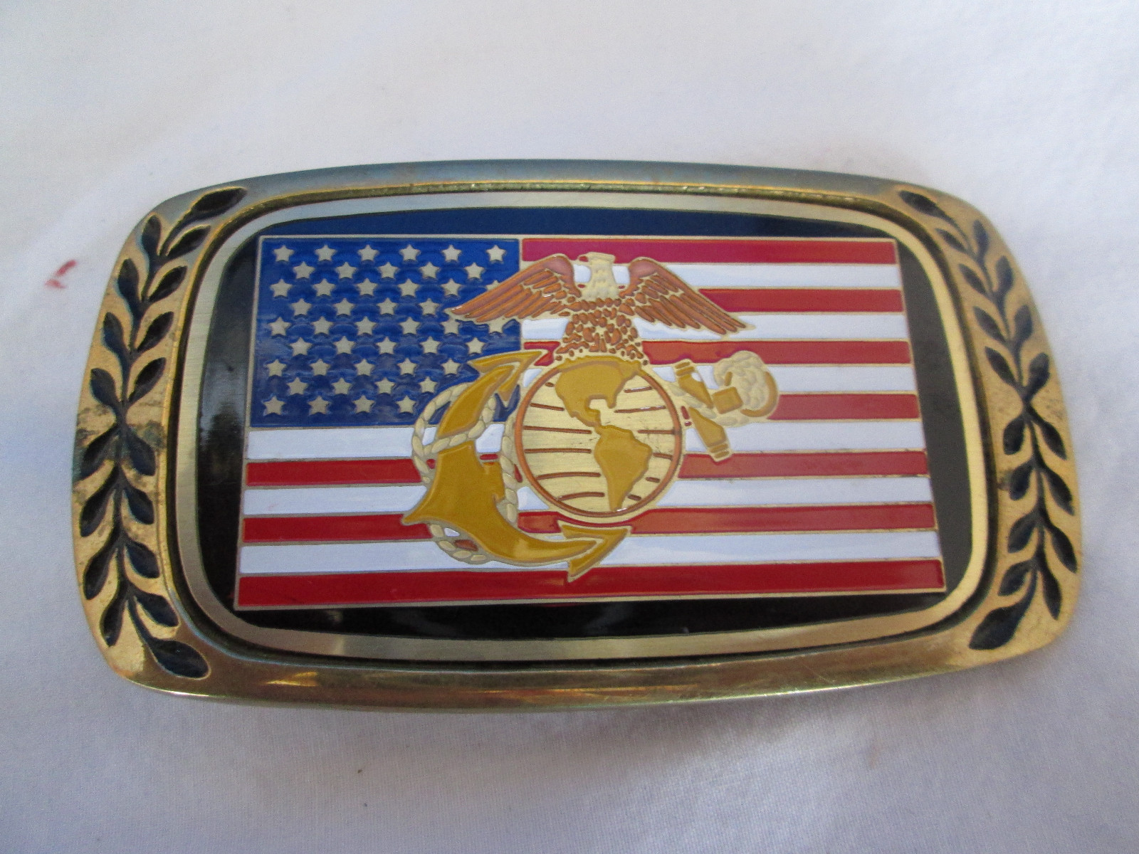 U.S. Marines Corps U.S. Flag Solid Brass Belt Buckle Heritage Buckles Vintage