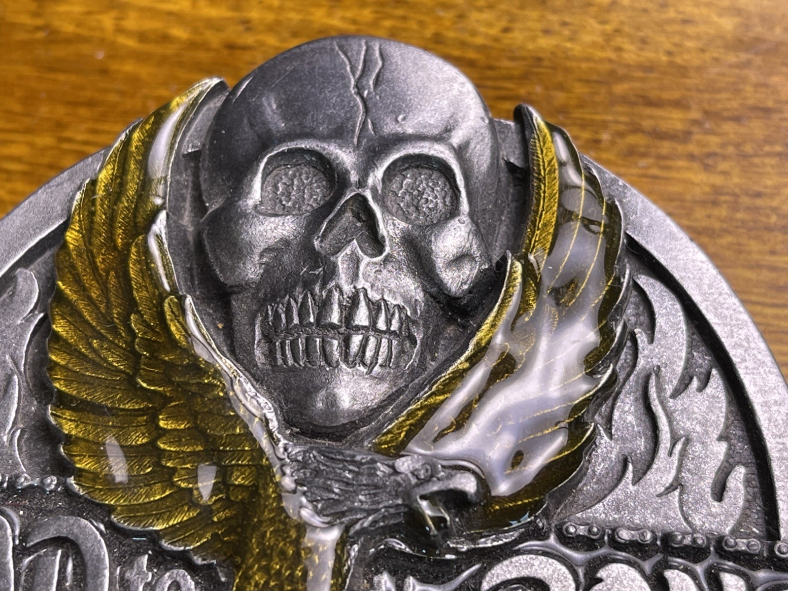 VTG Bad To The Bone Skull Motorcycle Eagle Men&rsquo;s Belt Buckle Siskiyou 1992 USA
