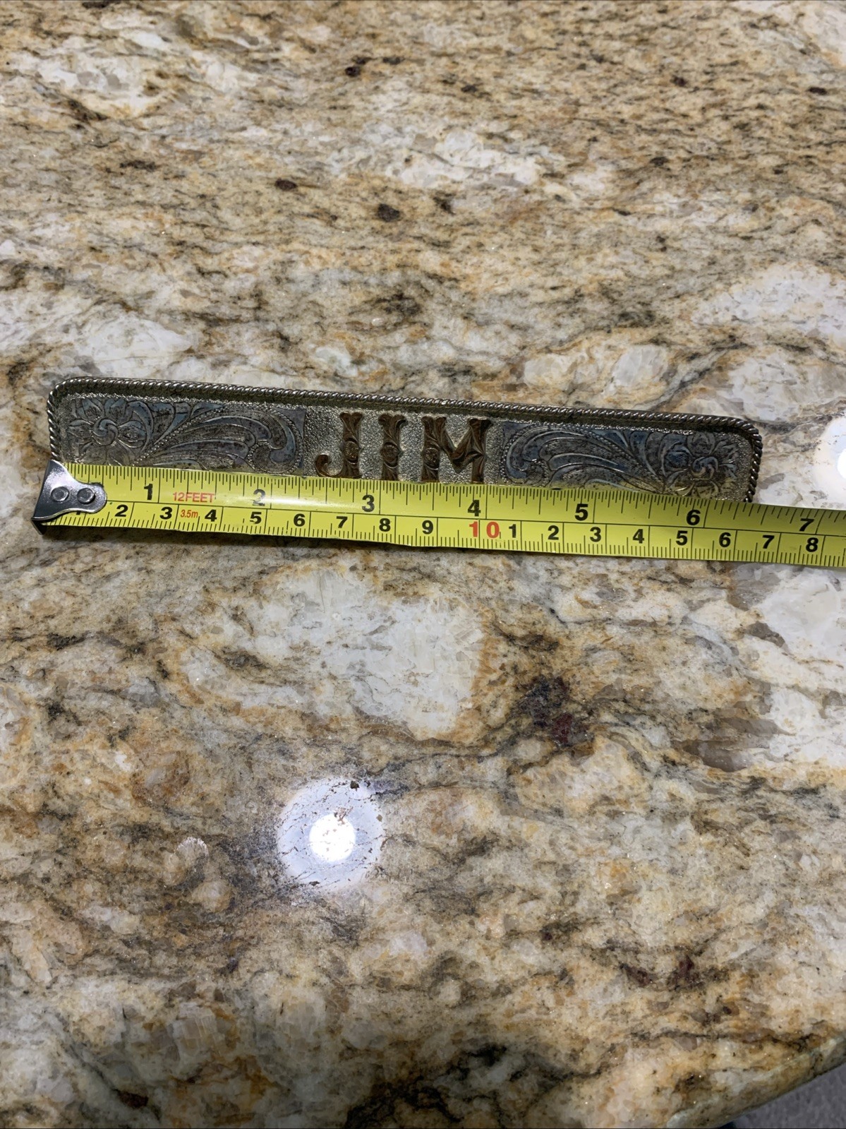 JUSTIN SILVER MEXICO “JIM” Name Plate 6.25” WESTERN