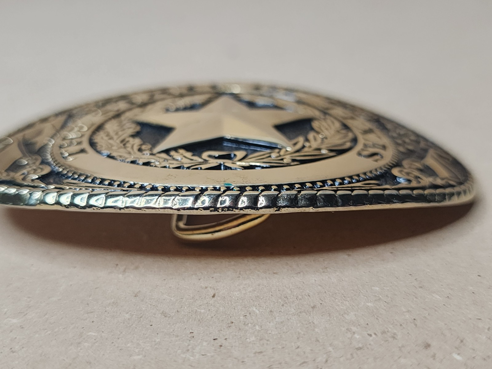 Texas Seal Belt Buckle Gold Extra Large Size 3.5&Prime; X 2.5&Prime;