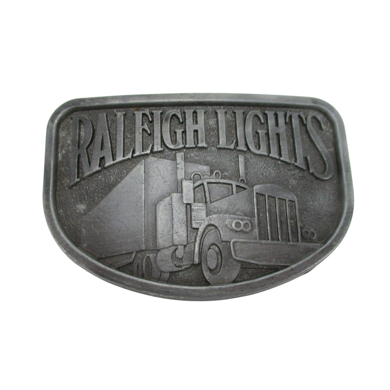 Raleigh Lights Belt Buckle Vintage Semi Truck Promotional Item