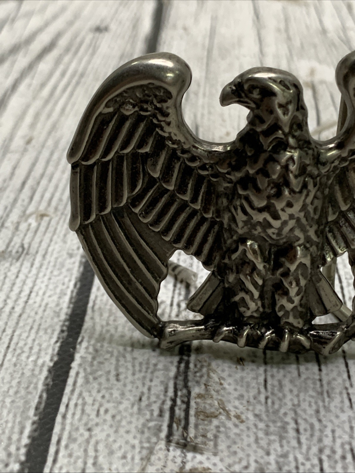 Vintage AVON Signed Pewter Tone American Eagle 1980s Belt Buckle Patriotic