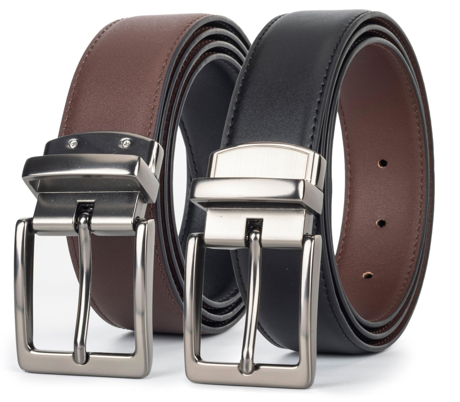 CaySep Reversible Leather Belt for Men Suit 34&Prime;-39&Prime; Waist, Coffee Black