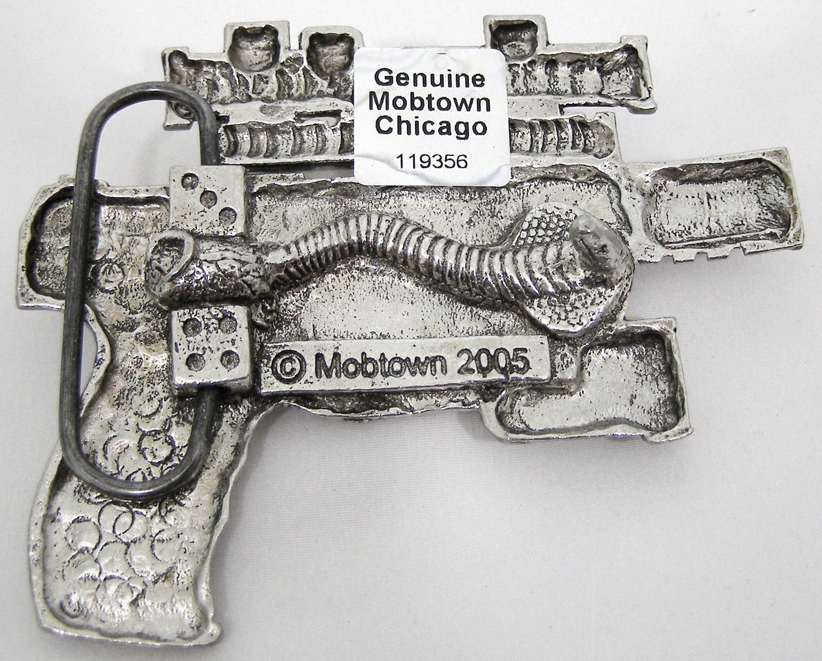 BELT BUCKLES USA Gun Handgun Semi-Auto Pistol Scope Light Antiqued Silver NWOT!