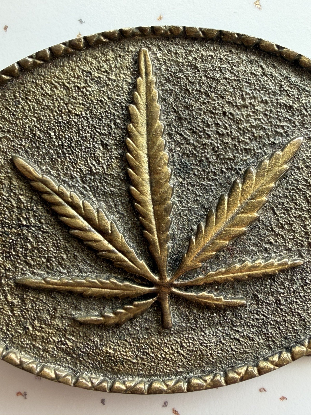 Vintage 1975 Adezy Denver Marijuana Leaf Brass Belt Buckle Brass Cannabis Weed