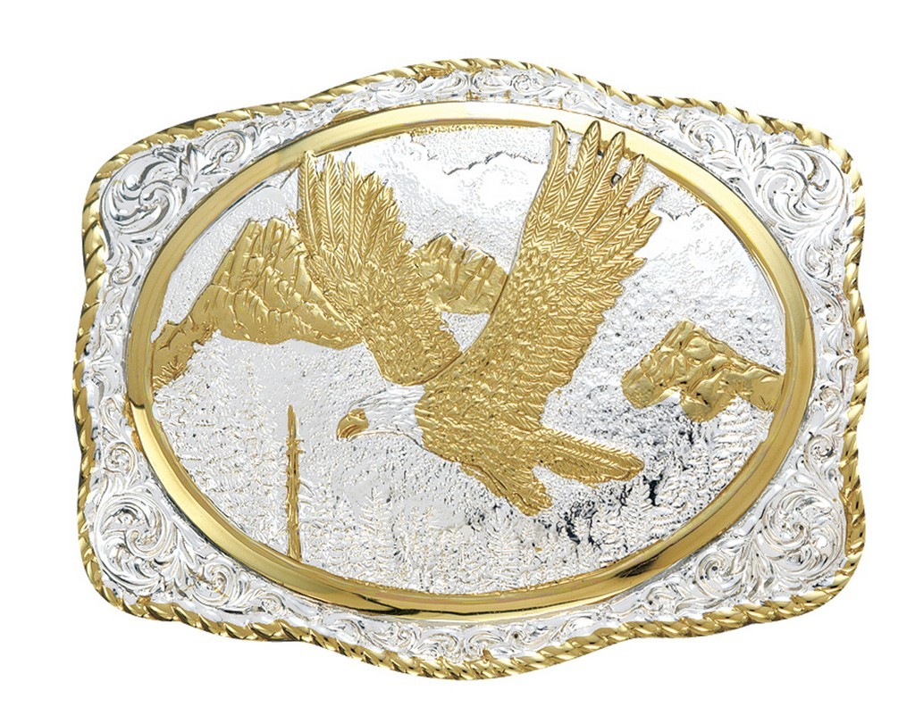Crumrine Western Belt Buckle Americana Eagle Silver Bronze C00326