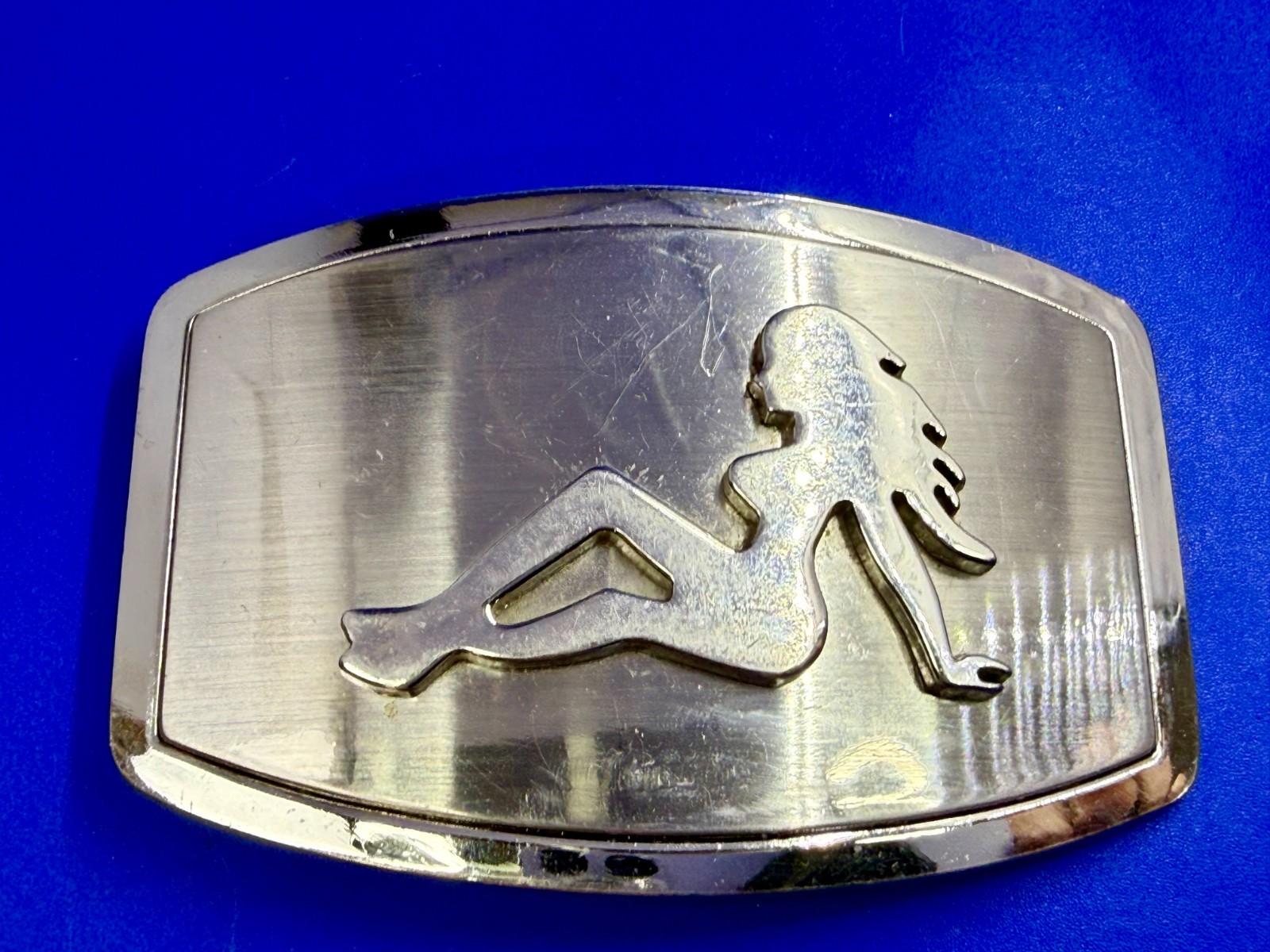 Mud Flap Sexy Girl Woman Silhouette Figure Silver Tone Trucker Biker Belt Buckle