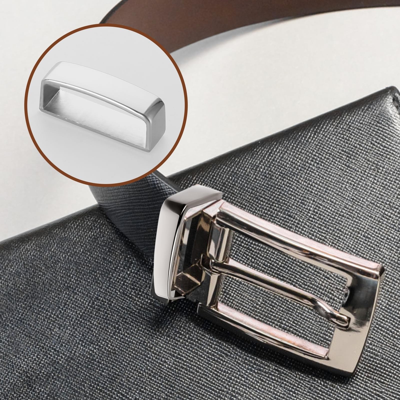 JJUNW 4 Pcs Groove Belt Keepers, Stainless Steel Brass Alloy 4, Black, White