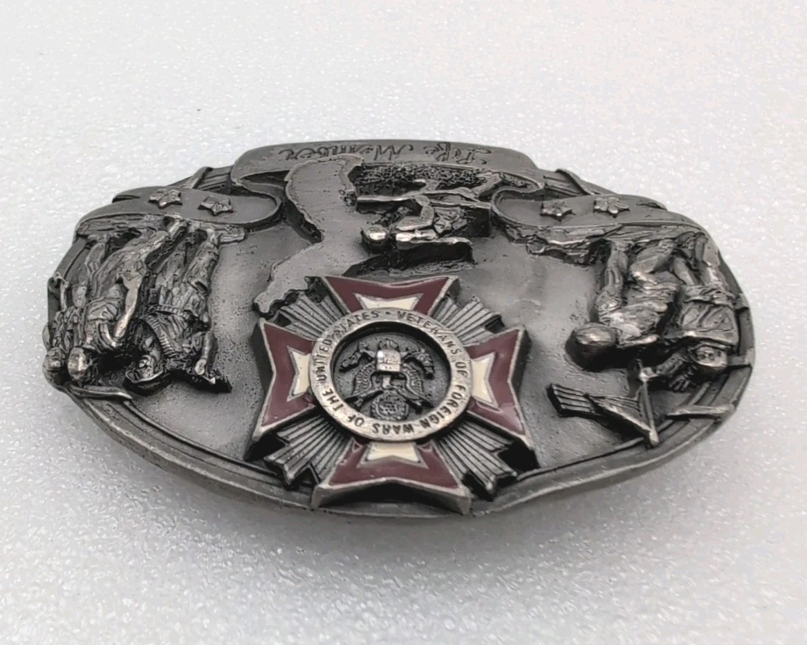 1987 VFW Belt Buckle Siskiyou Veterans of Foreign Wars USA Life Member Vintage