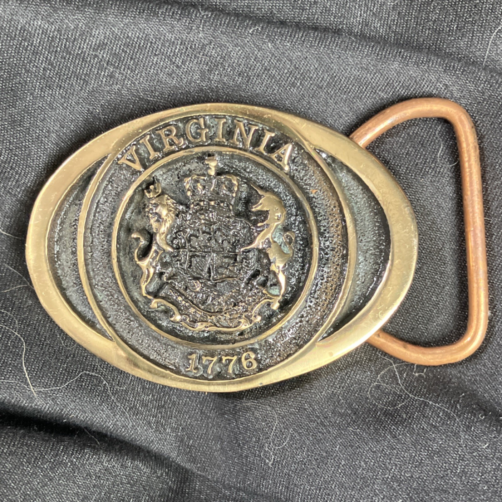 Heritage Mint Ltd Virginia Statehood 1776 Belt Buckle serial number NI1073 brass