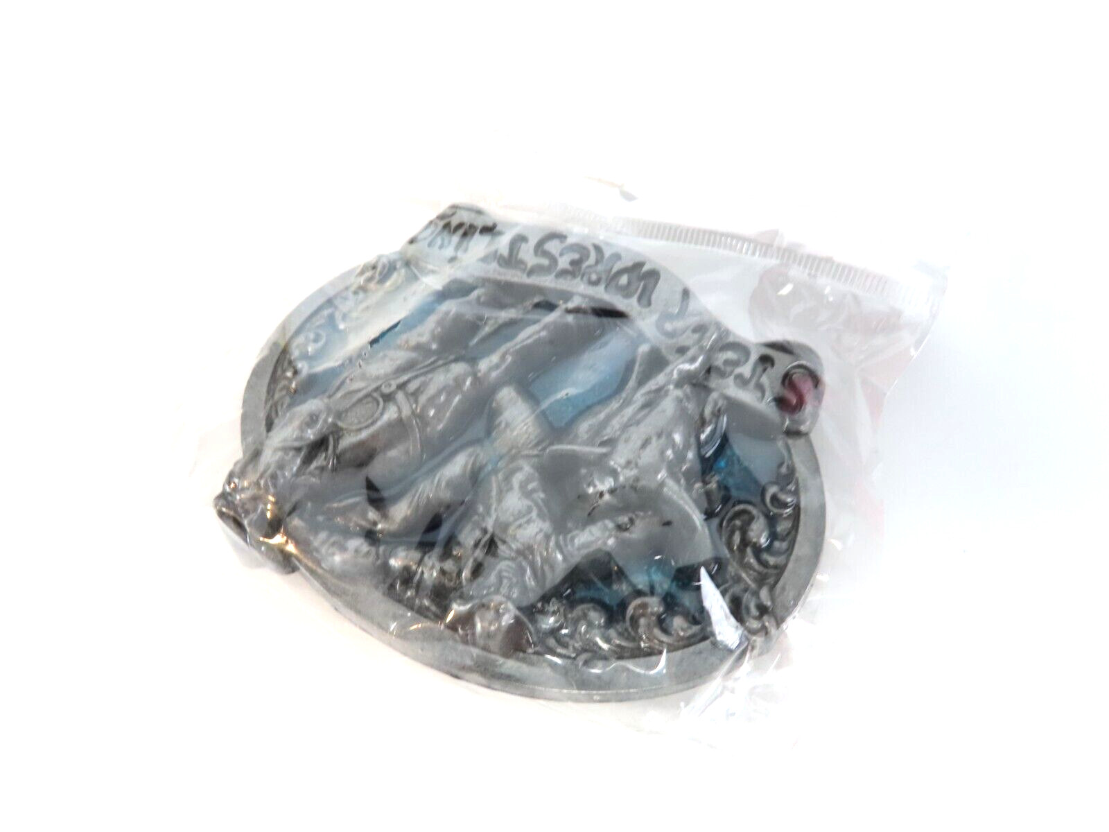 New Steer Wrestling Cowboy Rodeo Enamel Metal Belt Buckle in Package