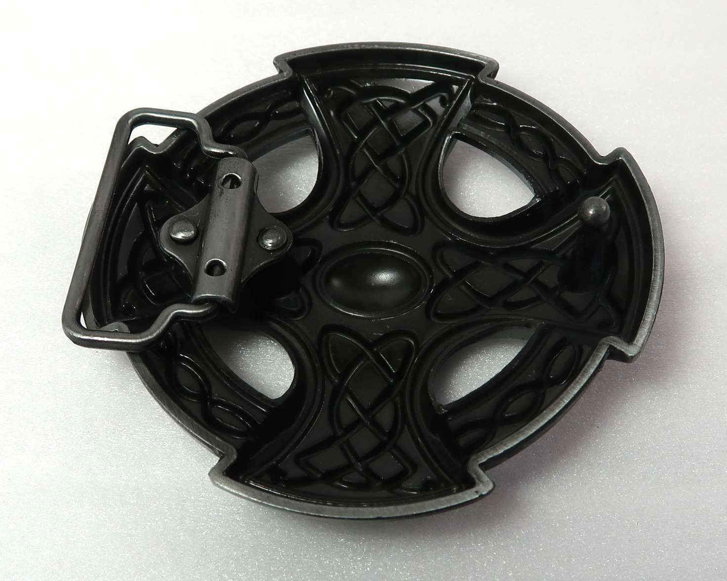 Belt Buckle Celtic Knots / Cross Pewter Finish 1.5&Prime; Belt Size / Plate Type