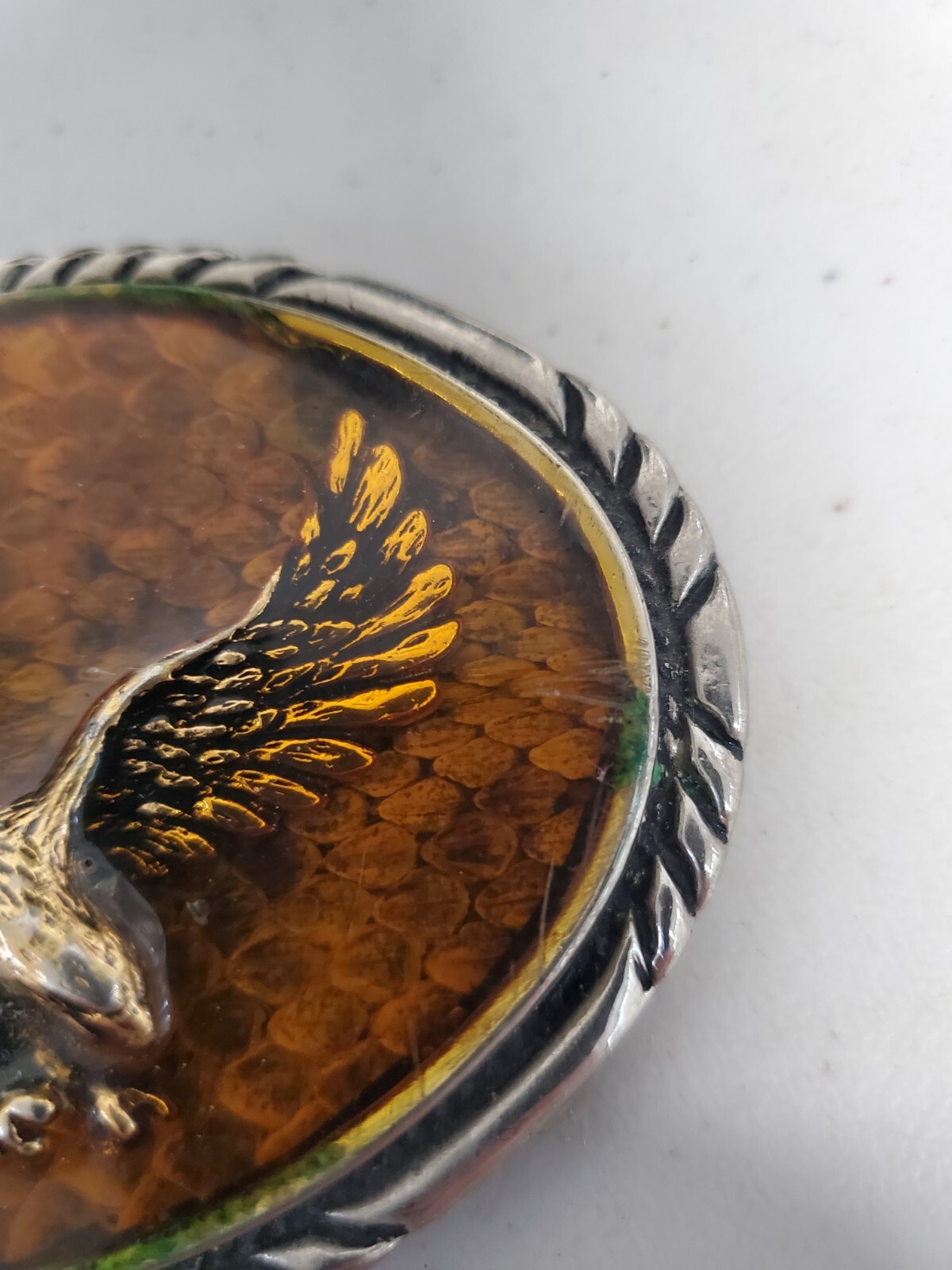 VINTAGE GOLDEN EAGLE OVAL BELT BUCKLE MADE IN USA DIAMONDBACK RATTLER
