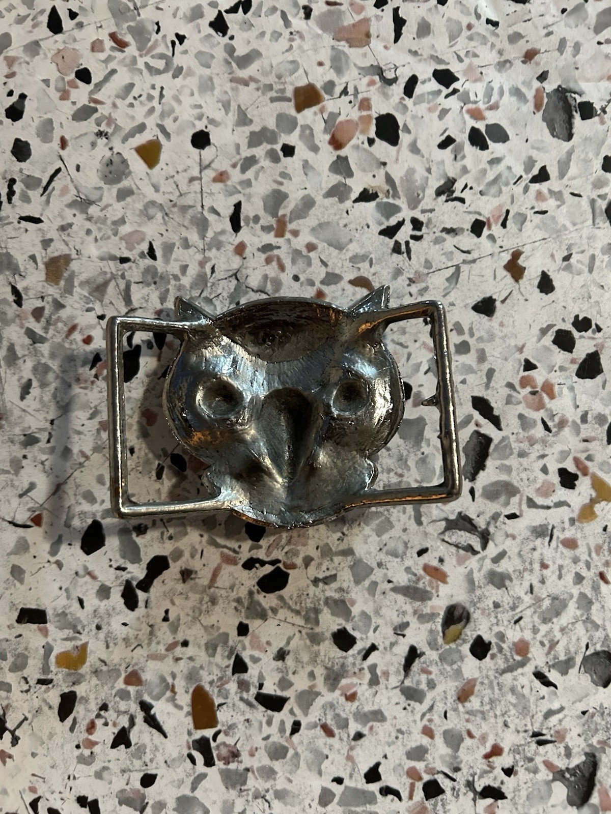 La Mode Silver Tone Owl Animal Belt Buckle Frame Style Vintage