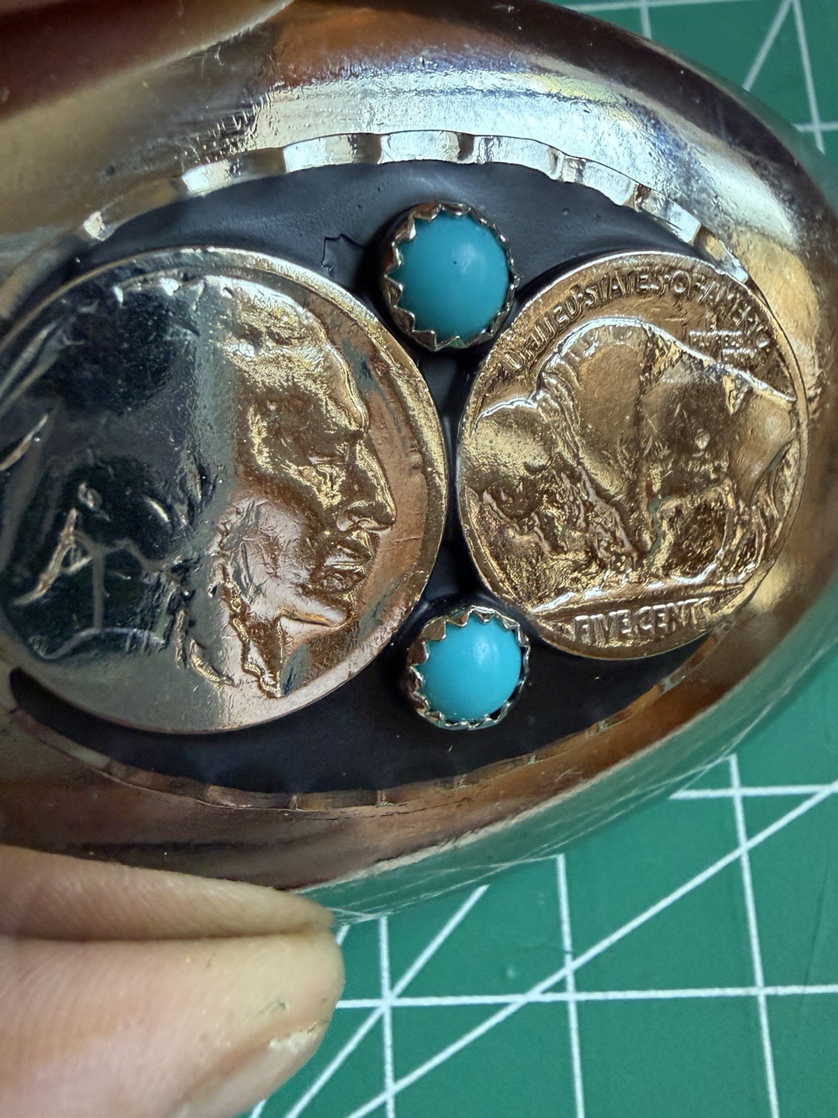 Vintage SW artisan B Cayaditto, BC, Buffalo Nickel belt buckle