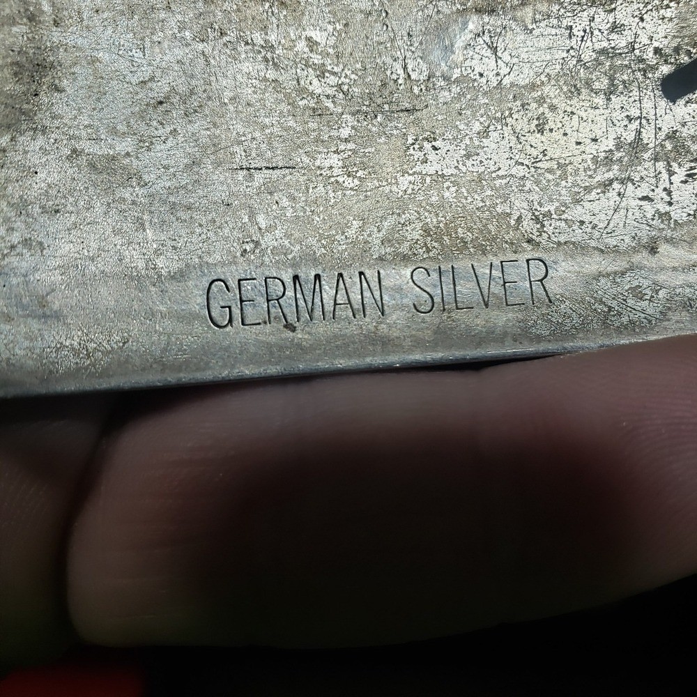 Vintage German Silver Semi Truck Belt Buckle Engraved Brass Tone Big Rig Men