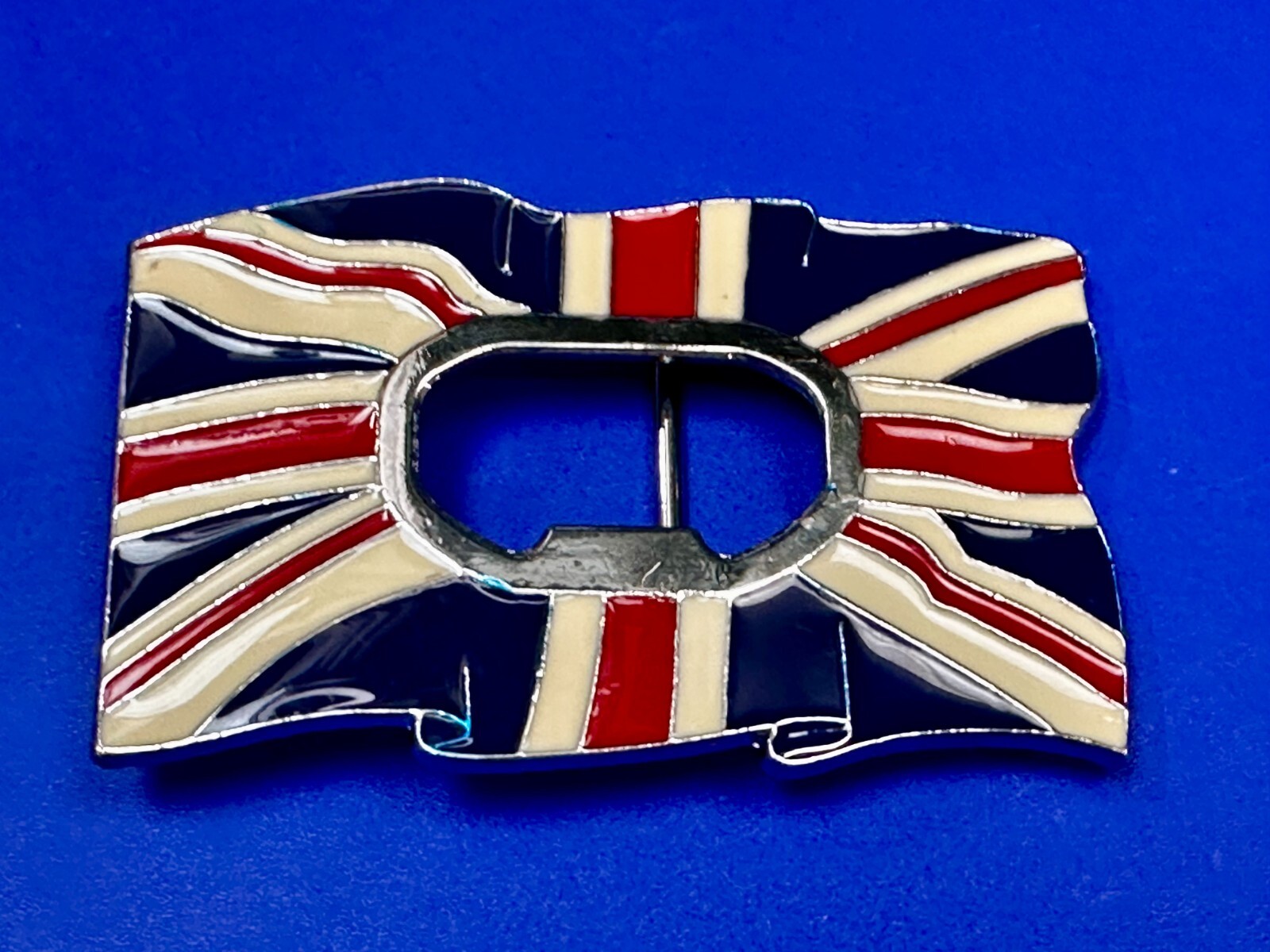 British UK Flag Union Jack Enameled Silver Tone Belt Buckle with Bottle Opener