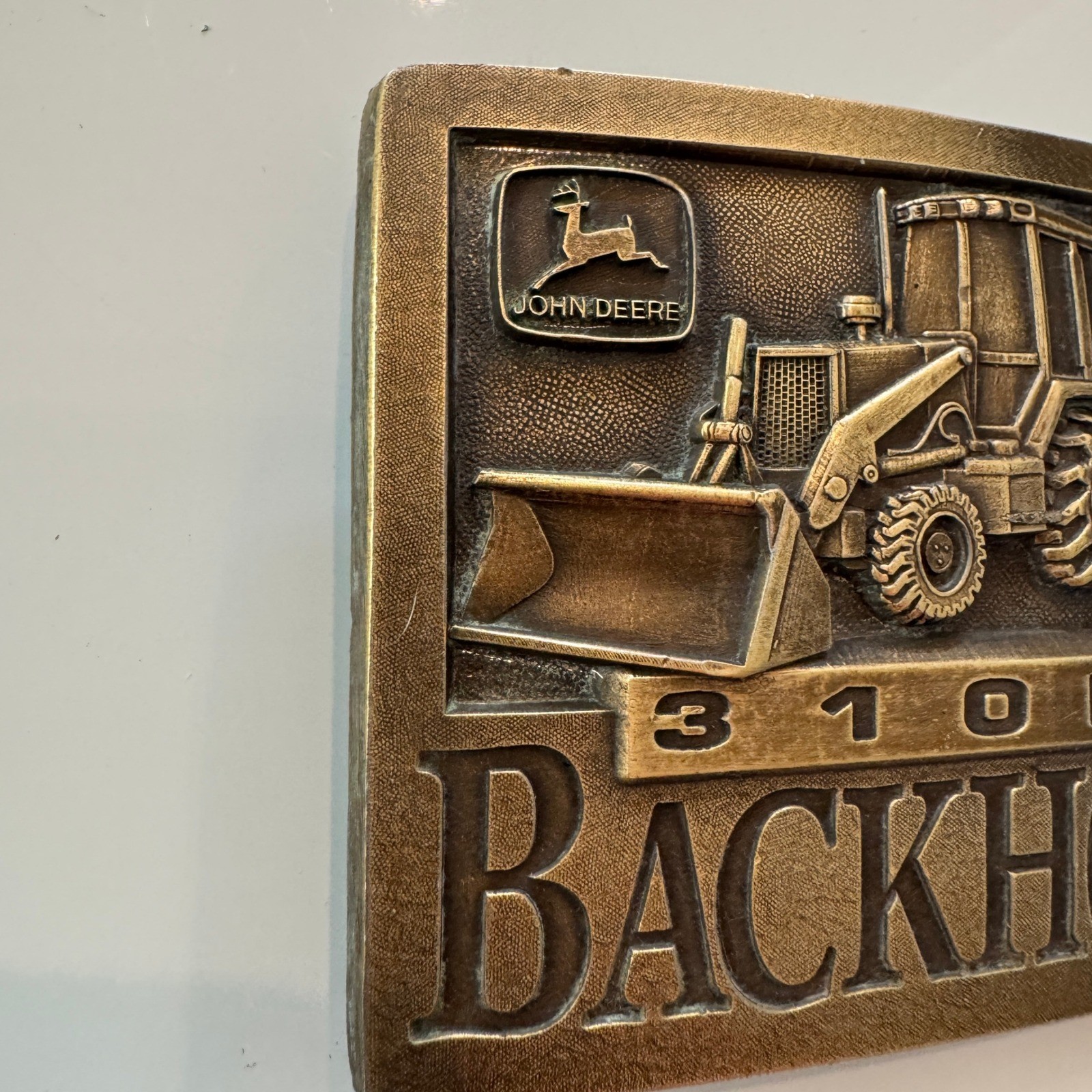 John Deere 310D Backhoe Belt Buckle Vintage Brass Heavy Equipment 1994Tractor